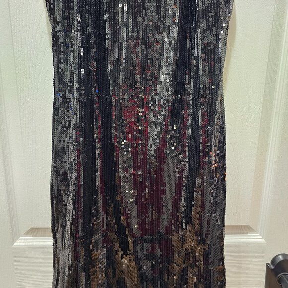 Maggy London Black Sequin Sleeveless Cocktail Dress Size 2 - Picture 3 of 7